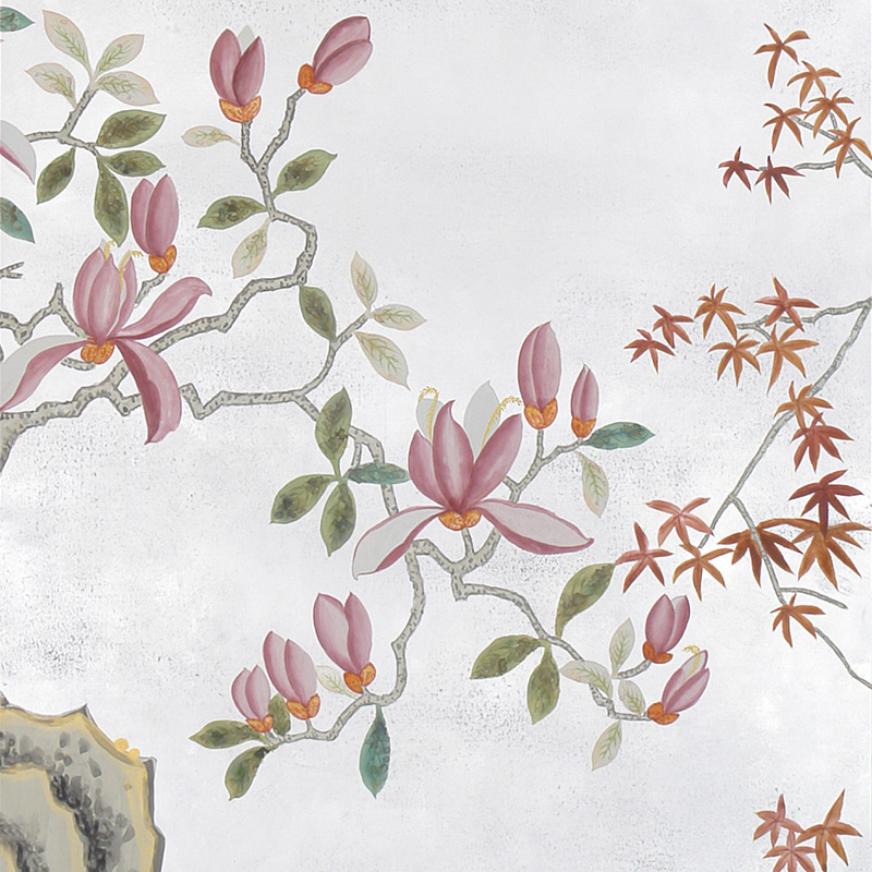 Обои ручная роспись Summer Night Blossom Original colourway on Ocean Silver gilded paper Обои ручная роспись Summer Night Blossom Original colourway on Ocean Silver gilded paper в Костроме | Loft Concept