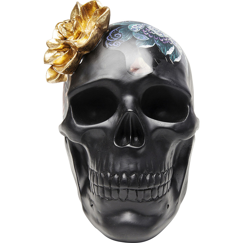 Статуэтка Skull with flowers Черный Статуэтка Skull with flowers Черный в Костроме | Loft Concept