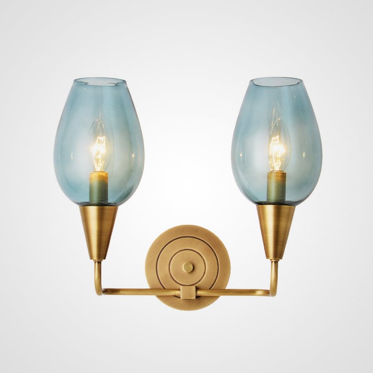 Бра VIOLA WALL Lamp Double Латунь Голубой пастельный Бра VIOLA WALL Lamp Double Латунь Голубой пастельный в Костроме | Loft Concept