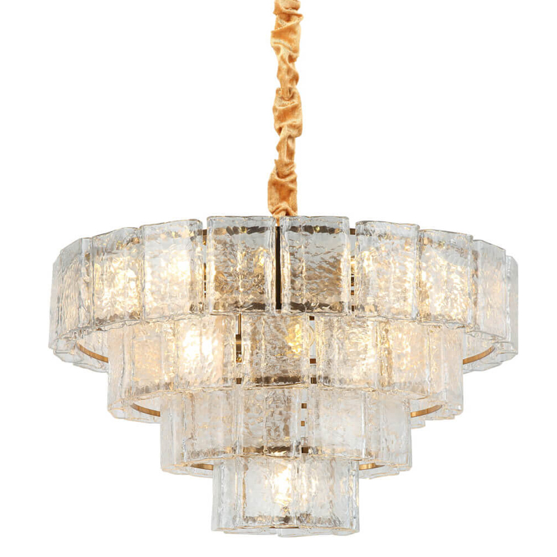 Люстра многоярусная Textured Glass Chandelier D80 Прозрачное Стекло Бронза Люстра многоярусная Textured Glass Chandelier D80 Прозрачное Стекло Бронза в Костроме | Loft Concept