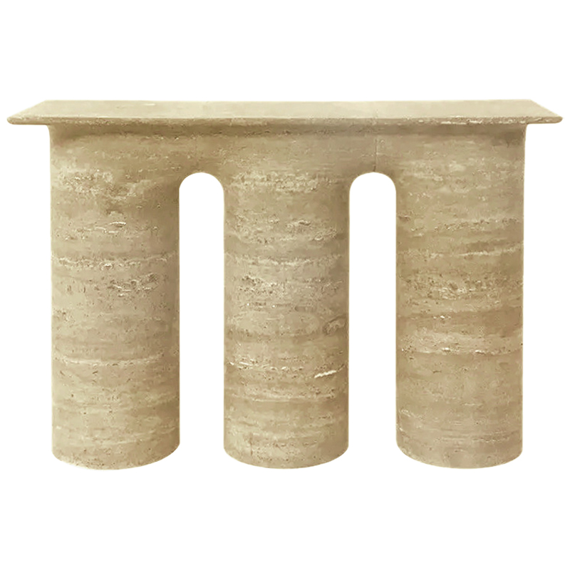 Консоль Three Columns Marble Travertine Console Песочный Коричневый в Костроме | Loft Concept 