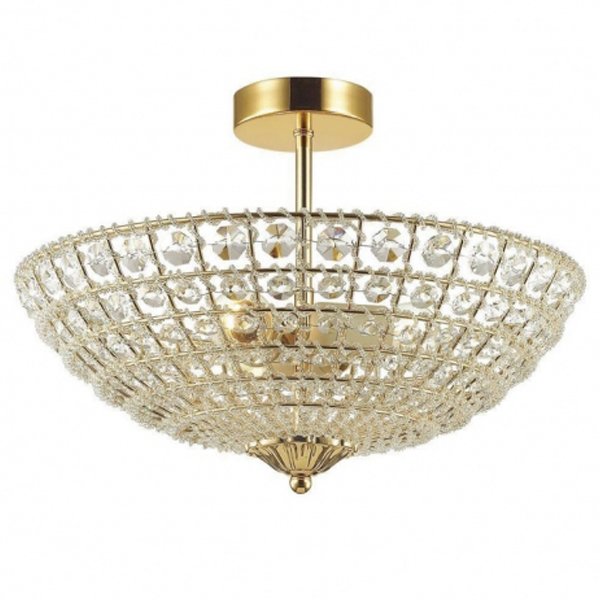 Потолочный светильник Casbah Crystal Top Lamp 3 Gold Прозрачный Глянцевое золото Потолочный светильник Casbah Crystal Top Lamp 3 Gold Прозрачный Глянцевое золото в Костроме | Loft Concept