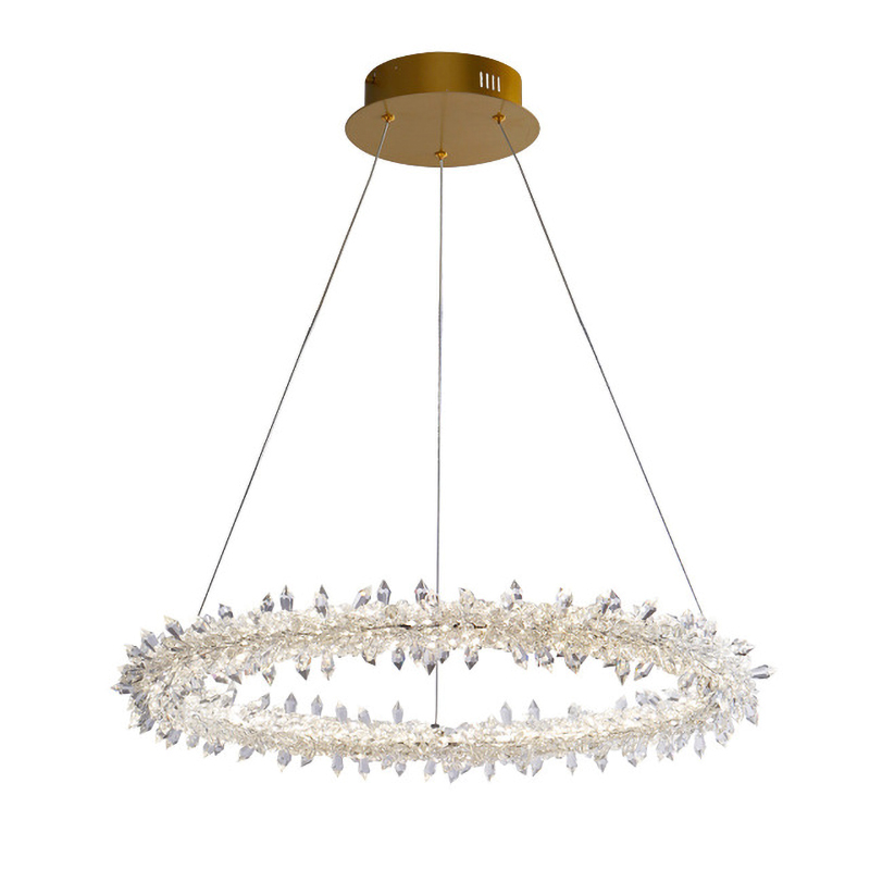 Люстра Crystal round chandelier Прозрачный Латунь Люстра Crystal round chandelier Прозрачный Латунь в Костроме | Loft Concept