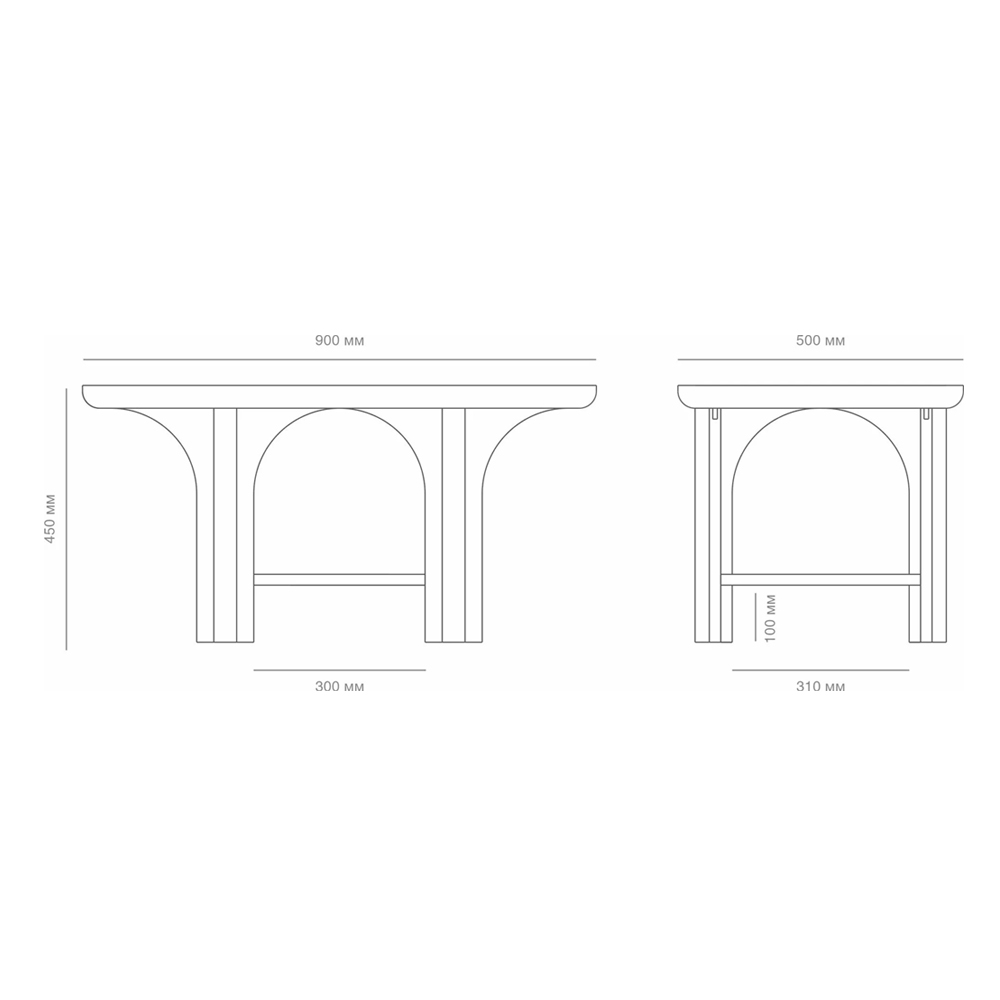 Стол кофейный деревянный с арочным основанием Arch Passage Стол кофейный деревянный с арочным основанием Arch Passage в Костроме