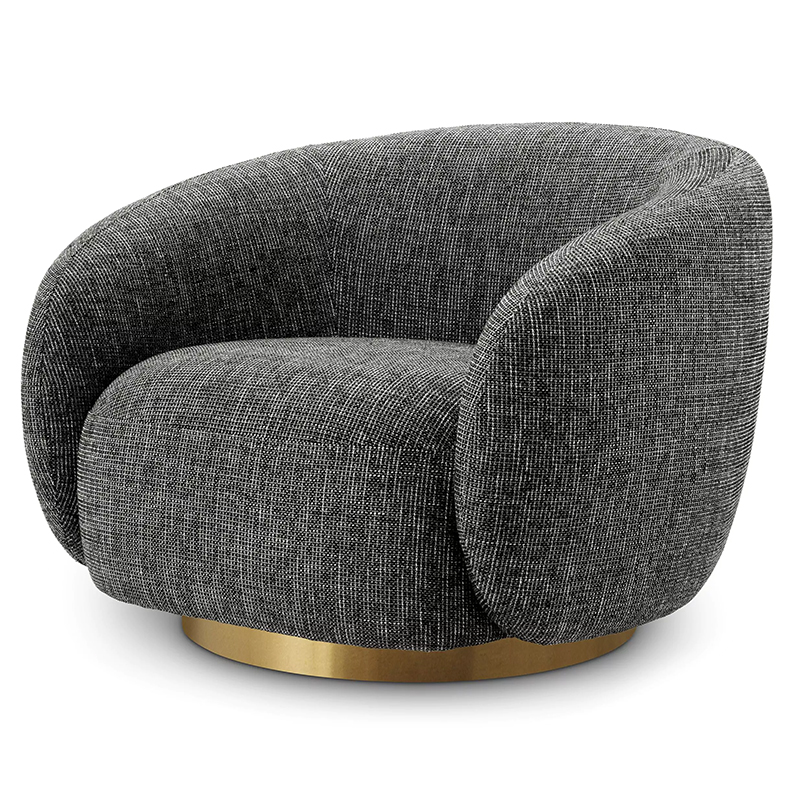 Кресло Eichholtz Swivel Chair Brice Rocat Black Серый Черный Латунь Кресло Eichholtz Swivel Chair Brice Rocat Black Серый Черный Латунь в Костроме | Loft Concept