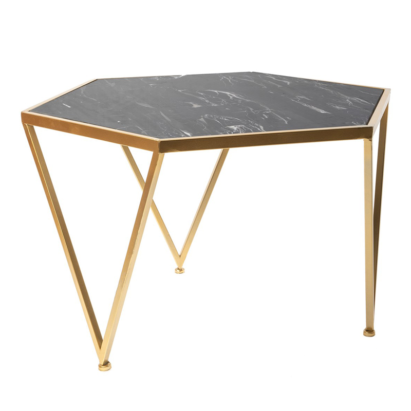 Приставной столик Hexagon Marble Countertop чёрный мрамор Золотой Черный Мрамор Nero Приставной столик Hexagon Marble Countertop чёрный мрамор Золотой Черный Мрамор Nero в Костроме | Loft Concept
