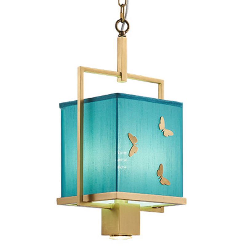 Светильник с бабочками Butterflies Blue Background Hanging lamp Латунь Бирюзовый Светильник с бабочками Butterflies Blue Background Hanging lamp Латунь Бирюзовый в Костроме | Loft Concept