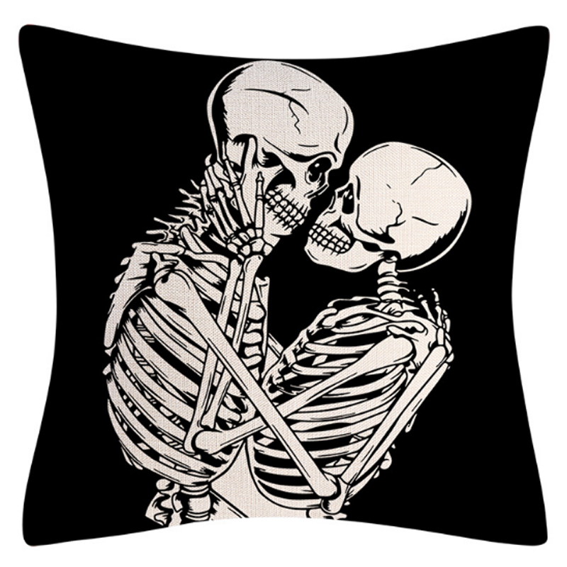 Подушка на Хэллоуин Skeleton in love Черно-белый Подушка на Хэллоуин Skeleton in love Черно-белый в Костроме | Loft Concept