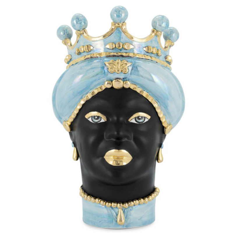 Ваза VASE MORO LADY MED. MOP blue Черный Светло-голубой Золотой Ваза VASE MORO LADY MED. MOP blue Черный Светло-голубой Золотой в Костроме | Loft Concept