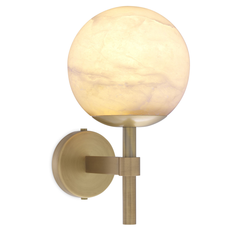 Бра Eichholtz Wall Lamp Jade alabaster Латунь Античная полированная Белый Бра Eichholtz Wall Lamp Jade alabaster Латунь Античная полированная Белый в Костроме | Loft Concept