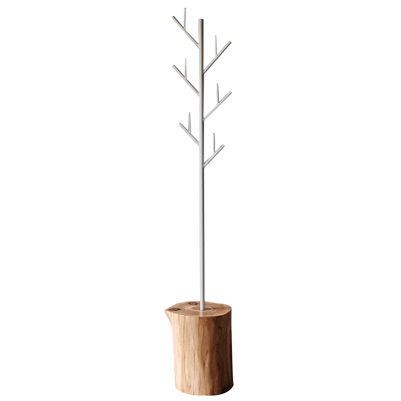 Вешалка Metal Branches and Stump Floor Hanger White Белый Светлый дуб Вешалка Metal Branches and Stump Floor Hanger White Белый Светлый дуб в Костроме | Loft Concept