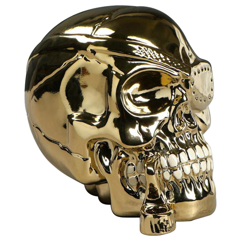 Статуэтка Golden Skull with Pipe Золотой Статуэтка Golden Skull with Pipe Золотой в Костроме | Loft Concept
