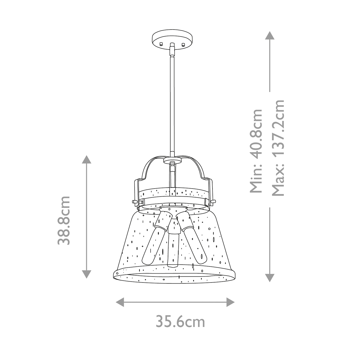 Подвесной светильник с прозрачным стеклянным плафоном в форме колокола с эффектом пузырьков и тремя лампами Quoizel в Костроме