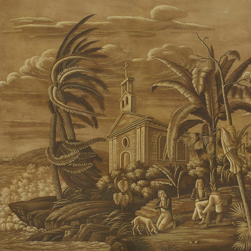 Обои ручная роспись Paul et Virginie Sepia on antique scenic Xuan paper Обои ручная роспись Paul et Virginie Sepia on antique scenic Xuan paper в Костроме | Loft Concept