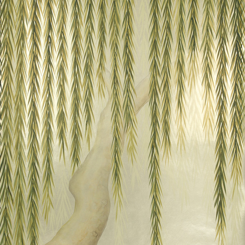 Обои ручная роспись Willow Original colourway on Champagne Gold gilded paper Обои ручная роспись Willow Original colourway on Champagne Gold gilded paper в Костроме | Loft Concept