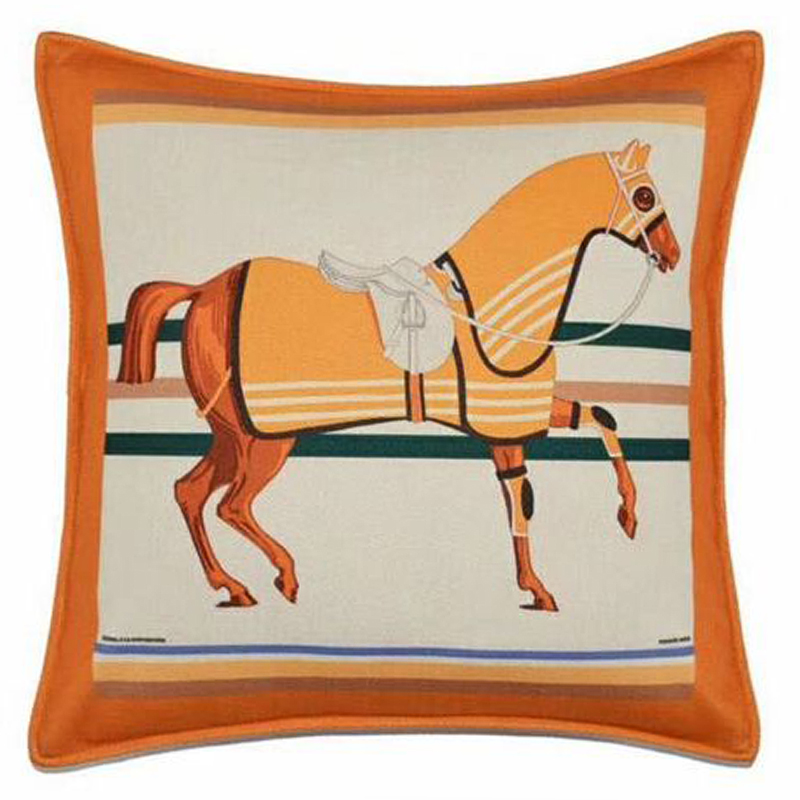 Декоративная подушка Hermes Horse 22 Оранжевый Мульти Декоративная подушка Hermes Horse 22 Оранжевый Мульти в Костроме | Loft Concept