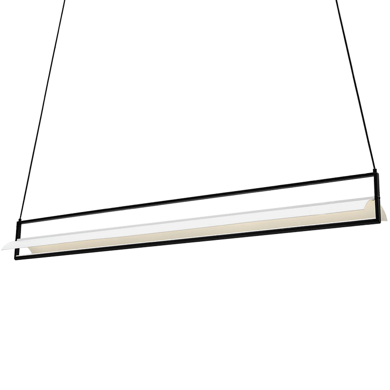 Дизайнерский линейный подвесной светильник CANVAS LINEAR RECTANGULAR HANGING LAMP Черный Белый Дизайнерский линейный подвесной светильник CANVAS LINEAR RECTANGULAR HANGING LAMP Черный Белый в Костроме | Loft Concept