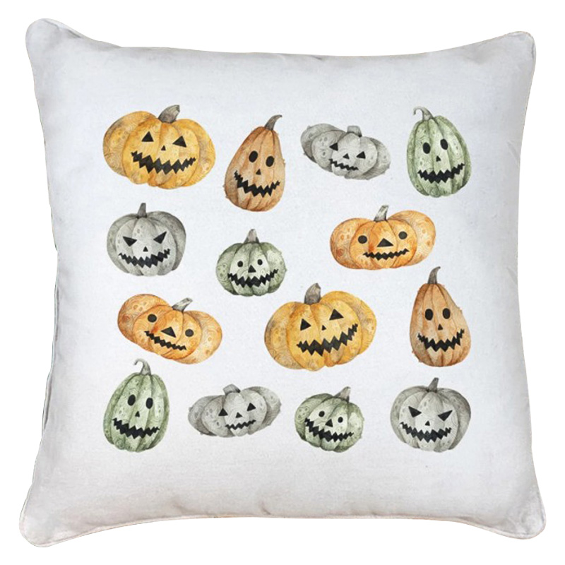 Подушка Halloween Pumpkin Белый Оранжевый Серый Подушка Halloween Pumpkin Белый Оранжевый Серый в Костроме | Loft Concept