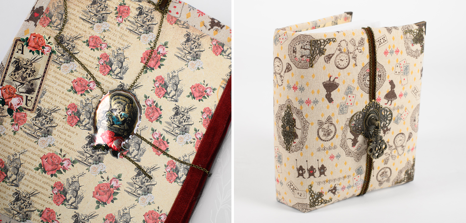 Фотоальбом бежевый "Алиса в стране чудес" ручная работа - фото