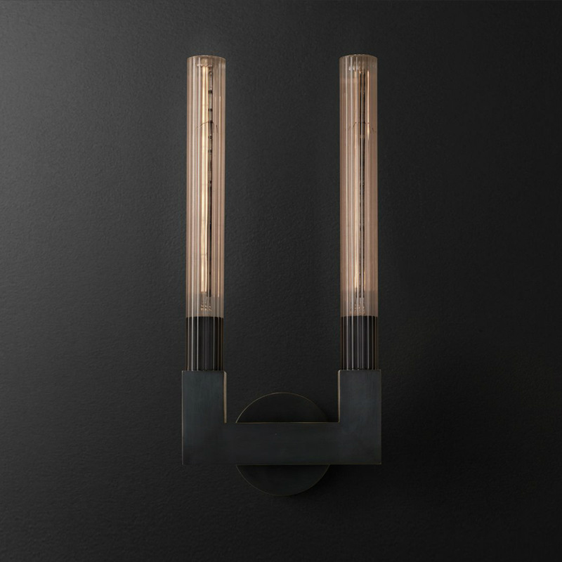 Бра RH CANNELLE wall lamp DOUBLE Sconces Black Черный Прозрачное Стекло Бра RH CANNELLE wall lamp DOUBLE Sconces Black Черный Прозрачное Стекло в Костроме | Loft Concept