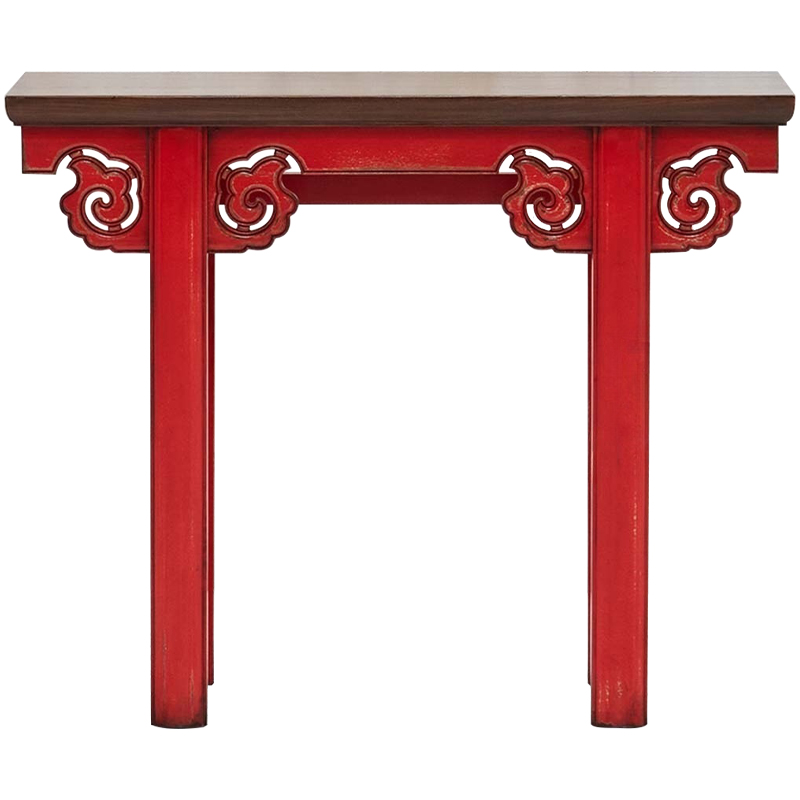 Деревянная консоль в китайском стиле красная Tang Console Table Красный Коричневый Деревянная консоль в китайском стиле красная Tang Console Table Красный Коричневый в Костроме | Loft Concept