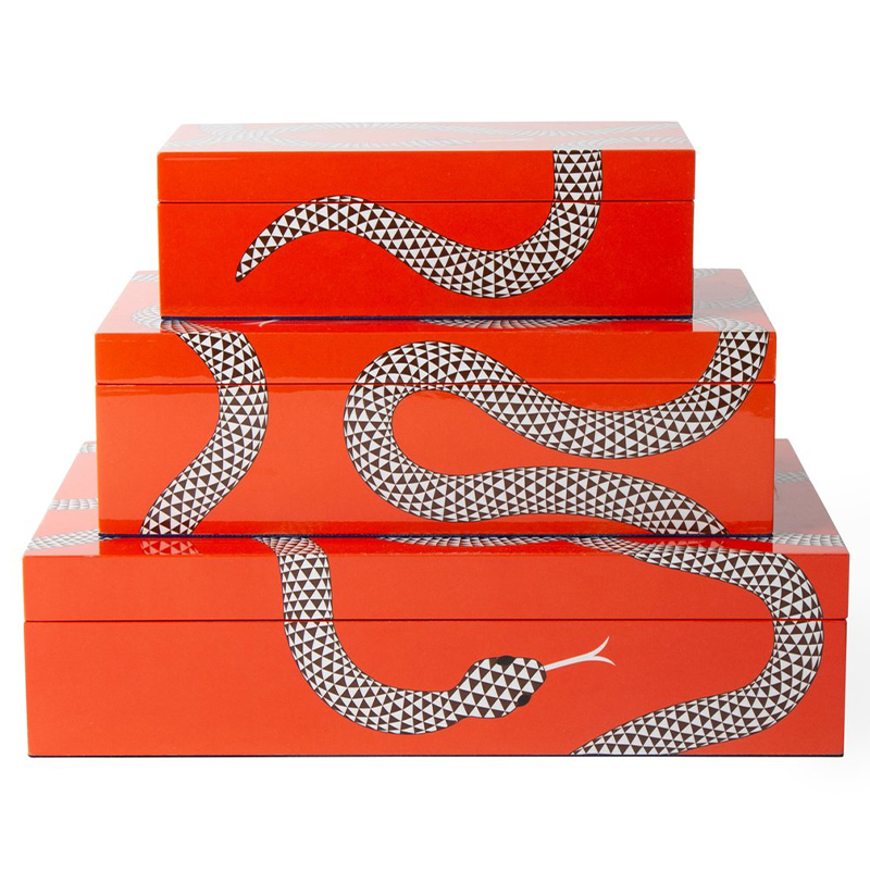 Комплект шкатулок EDEN LACQUER BOX BUNDLE Jonathan Adler Оранжевый Белый Черный Комплект шкатулок EDEN LACQUER BOX BUNDLE Jonathan Adler Оранжевый Белый Черный в Костроме | Loft Concept