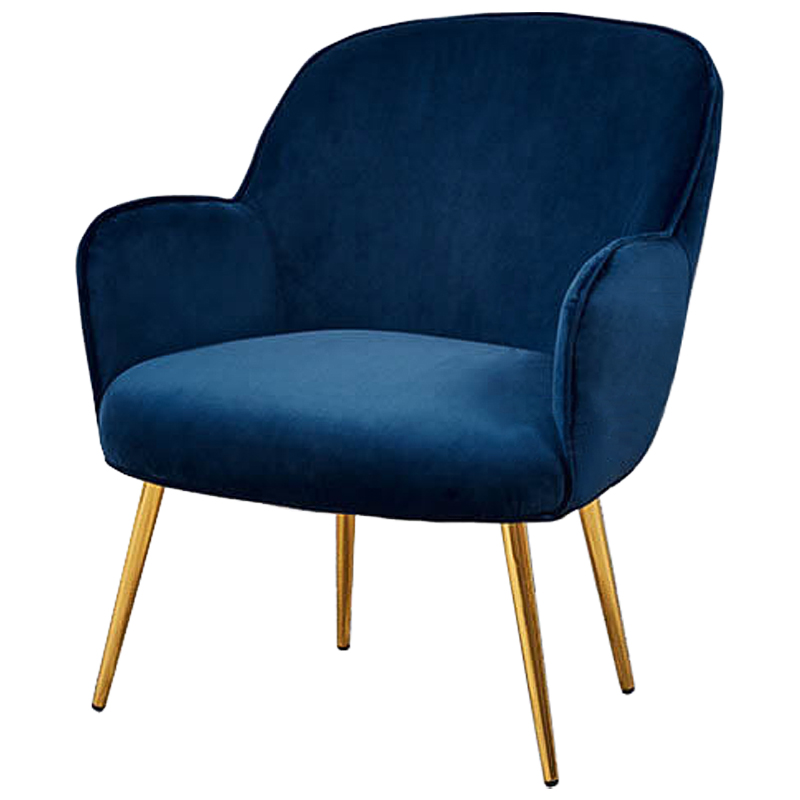 Кресло Waldeck Chair Blue Синий Глянцевое золото Кресло Waldeck Chair Blue Синий Глянцевое золото в Костроме | Loft Concept