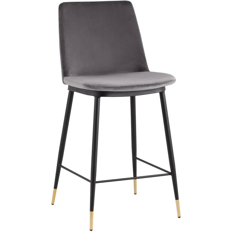 Полубарный Стул Melissa Chair Серый Велюр Серый Черный Полубарный Стул Melissa Chair Серый Велюр Серый Черный в Костроме | Loft Concept