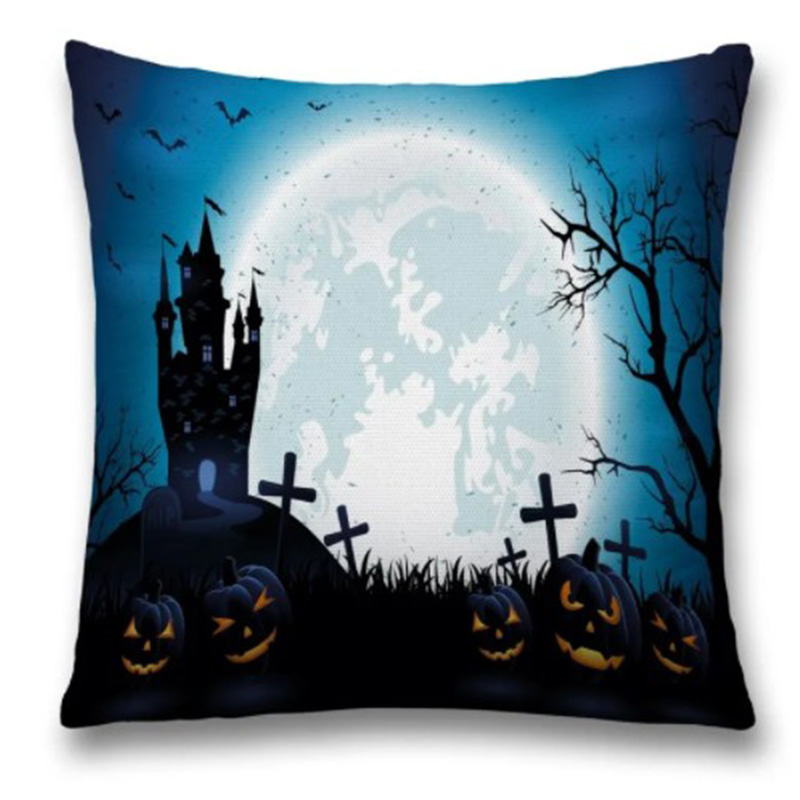 Подушка Halloween Moon Черный Синий Подушка Halloween Moon Черный Синий в Костроме | Loft Concept