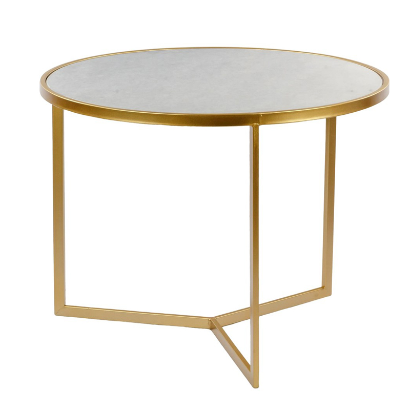 Приставной стол Round Table Marble Золотой Белый Мрамор Bianco в Костроме | Loft Concept 