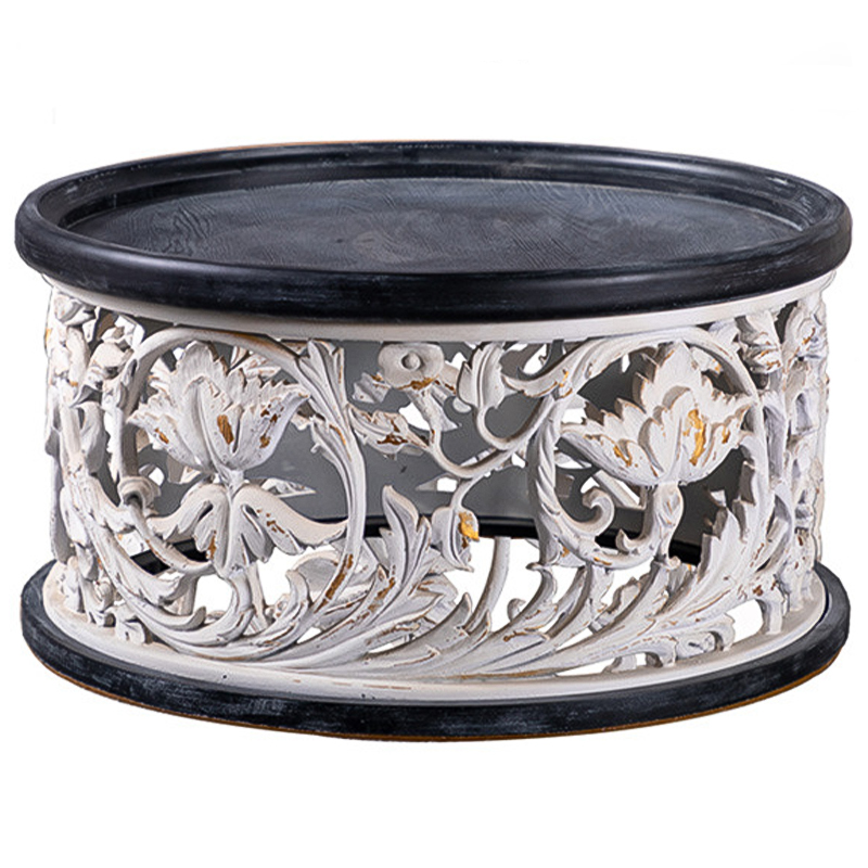 Кофейный стол Fleurette Provence Black White Coffee Table 80 Черный Белый Золотой Кофейный стол Fleurette Provence Black White Coffee Table 80 Черный Белый Золотой в Костроме | Loft Concept