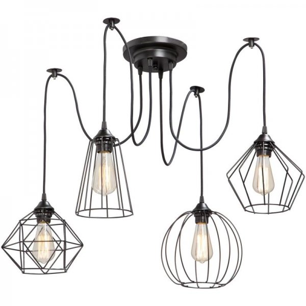 Люстра Loft Industrial 4 wire Cage Differ Pendant Люстра Loft Industrial 4 wire Cage Differ Pendant в Костроме | Loft Concept