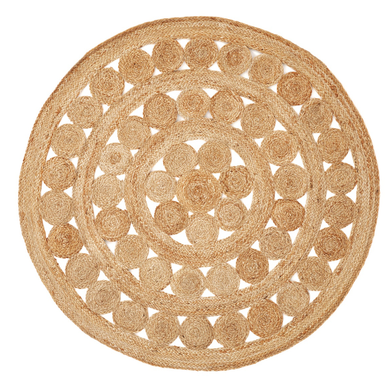 Ковер Wicker Circles Carpet 100% джут Бежевый Ковер Wicker Circles Carpet 100% джут Бежевый в Костроме | Loft Concept