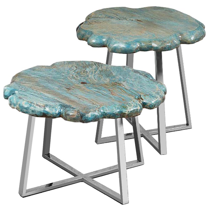 Приставной стол Melted Turquoise Бирюзовый Нержавеющая сталь Приставной стол Melted Turquoise Бирюзовый Нержавеющая сталь в Костроме | Loft Concept