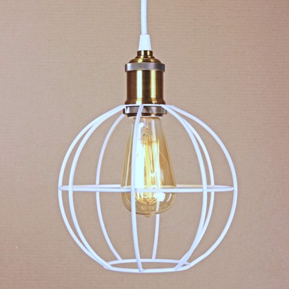 Подвесной светильник Wire Cage Pendant Ball White Белый Подвесной светильник Wire Cage Pendant Ball White Белый в Костроме | Loft Concept