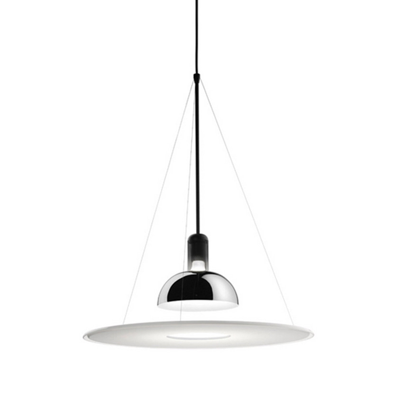 Подвесной светильник Flos Frisbi Lamp Сталь Белое матовое стекло Подвесной светильник Flos Frisbi Lamp Сталь Белое матовое стекло в Костроме | Loft Concept
