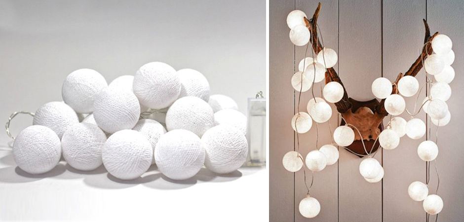 Гирлянда хлопковые фонарики Сotton Ball White - Loft-Concept в Костроме