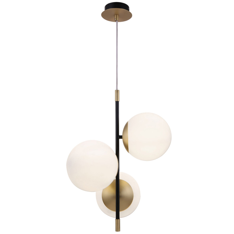 Светильник Spike Three Balls Hanging Lamp матовое золото Прозрачный белый Светильник Spike Three Balls Hanging Lamp матовое золото Прозрачный белый в Костроме | Loft Concept