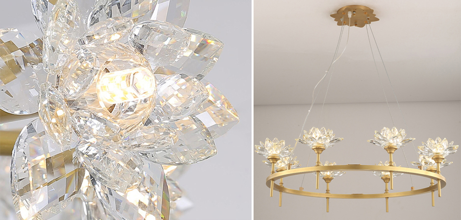 Люстра Хрустальные Цветы Лотоса Lotus flower Clear Glass lamp 8 Люстра Хрустальные Цветы Лотоса Lotus flower Clear Glass lamp 8 - Loft-Concept в Костроме