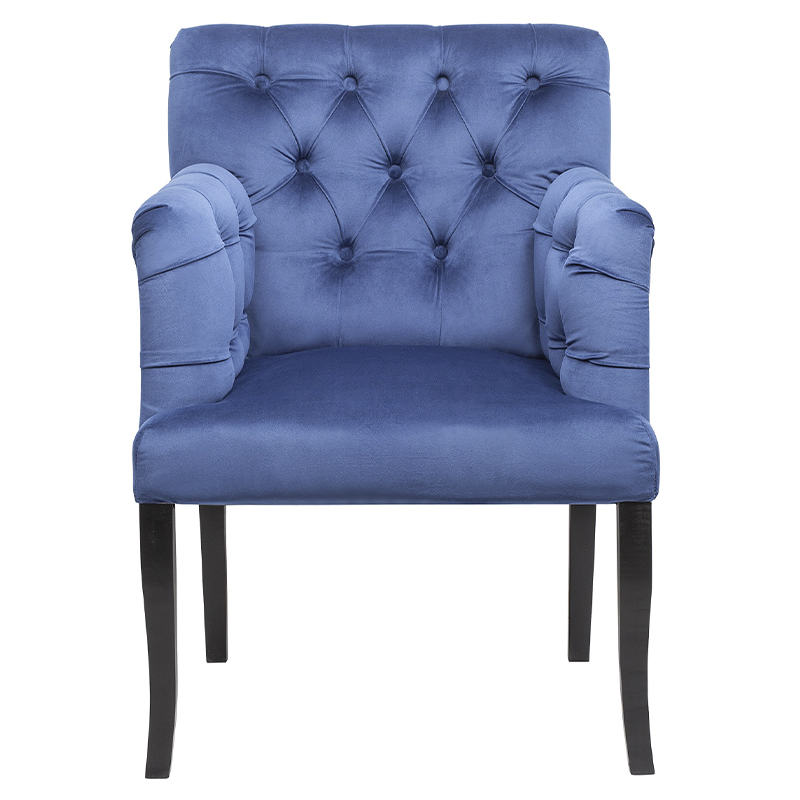 Кресло Addison Chic Armchair deep blue velour Синий Черный Кресло Addison Chic Armchair deep blue velour Синий Черный в Костроме | Loft Concept