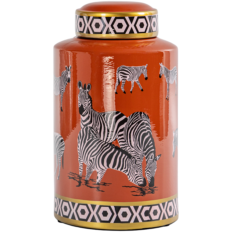 Ваза с крышкой Zebra Orange Vase Оранжевый Золотой Черно-белый Ваза с крышкой Zebra Orange Vase Оранжевый Золотой Черно-белый в Костроме | Loft Concept
