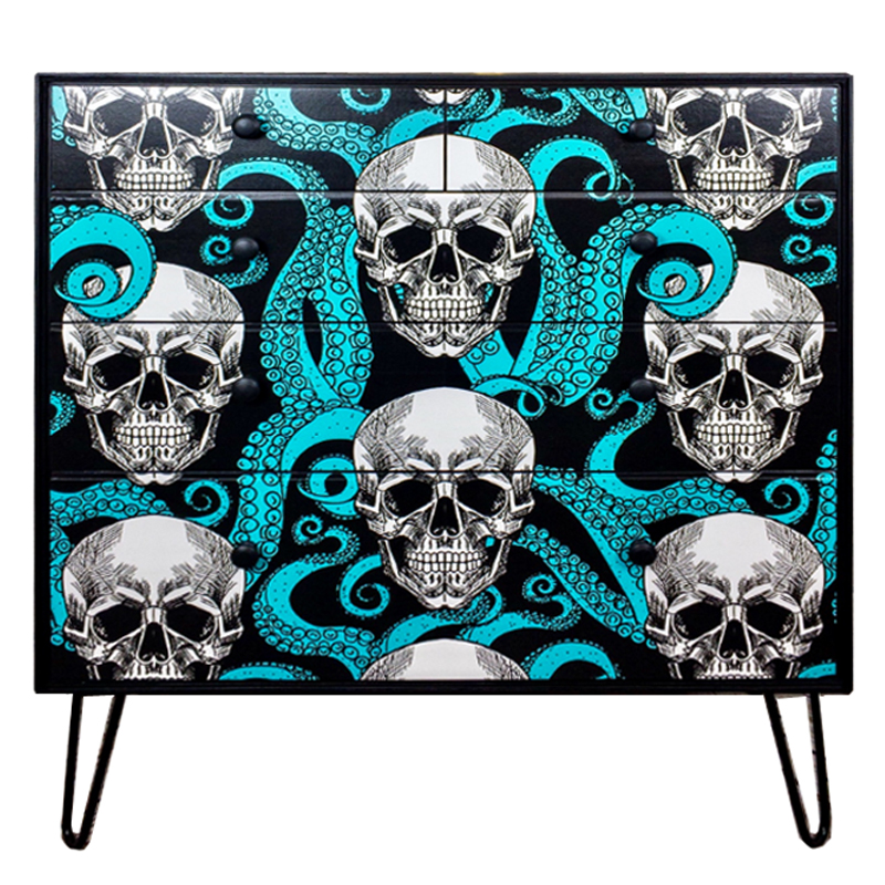 Комод с Черепами Chest of Drawers Skull and Octopus Черный Бирюзовый Комод с Черепами Chest of Drawers Skull and Octopus Черный Бирюзовый в Костроме | Loft Concept