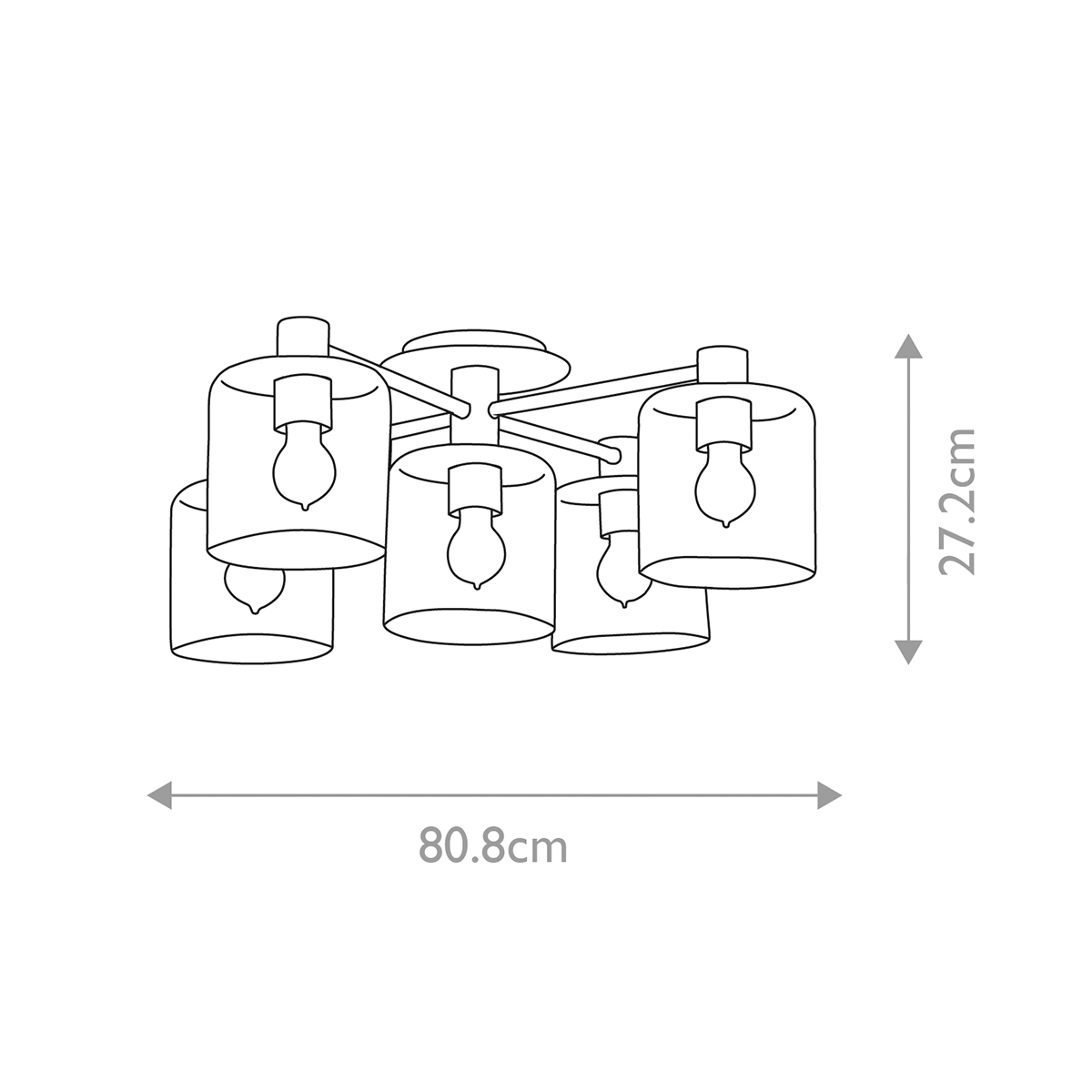 Потолочный светильник цвета латунь с пятью прозрачными цилиндрическими плафонами Hinkley в Костроме