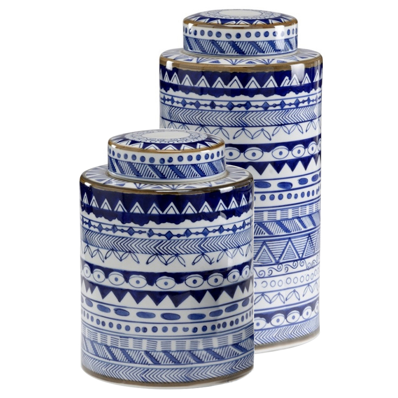 Вазы с крышками Oriental Blue Ornament Vases Синий Белый Вазы с крышками Oriental Blue Ornament Vases Синий Белый в Костроме | Loft Concept