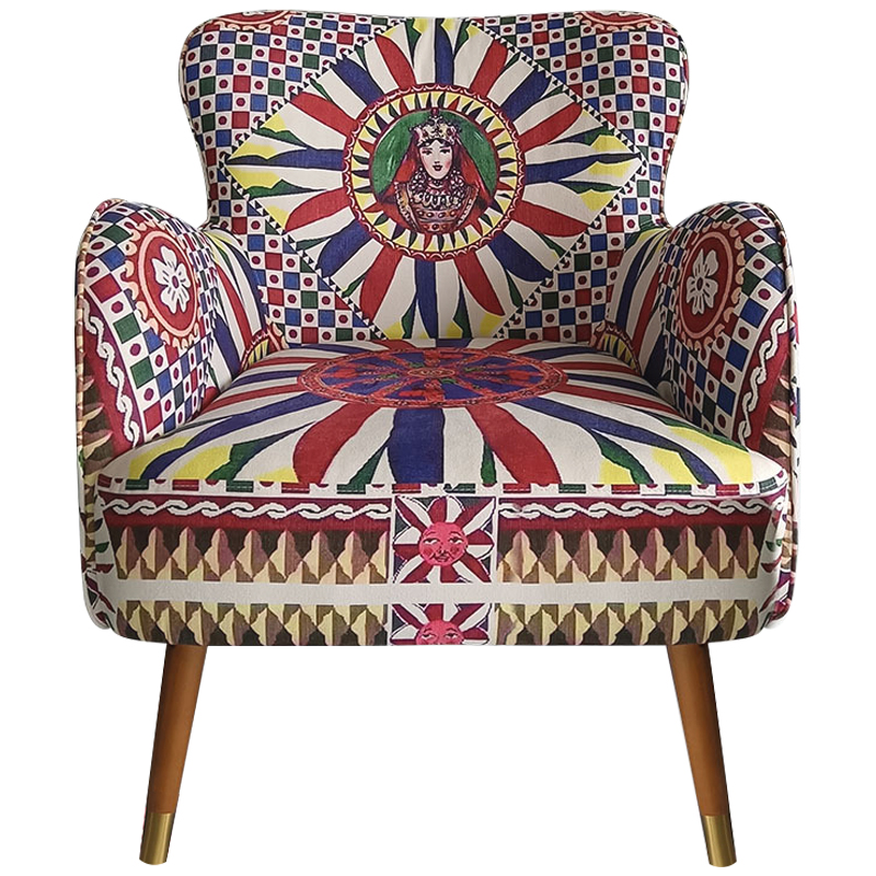 Кресло Sicilian Motifs Armchair Мульти Латунь Коричневый Кресло Sicilian Motifs Armchair Мульти Латунь Коричневый в Костроме | Loft Concept