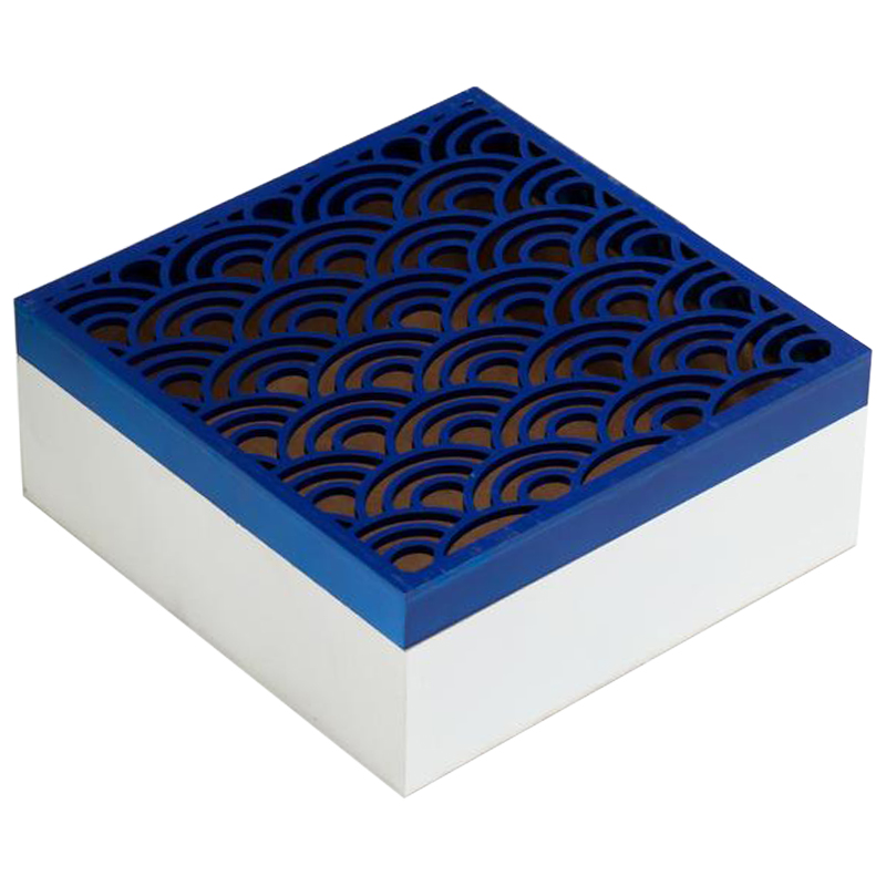 Шкатулка Deep Blue Scales Pattern Box Белый Синий Шкатулка Deep Blue Scales Pattern Box Белый Синий в Костроме | Loft Concept