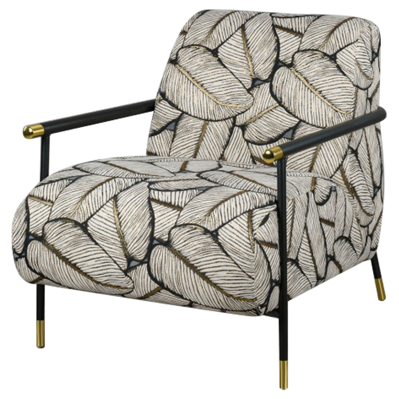 Кресло с Цветным принтом Листья Foliage Armchair Grey Серый ivory ( слоновая кость ) Черный Золотой Кресло с Цветным принтом Листья Foliage Armchair Grey Серый ivory ( слоновая кость ) Черный Золотой в Костроме | Loft Concept