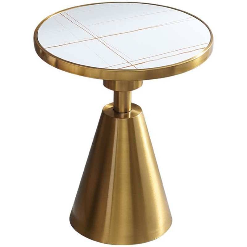 Круглый приставной стол Charmaine Side Table Латунь Белый Круглый приставной стол Charmaine Side Table Латунь Белый в Костроме | Loft Concept