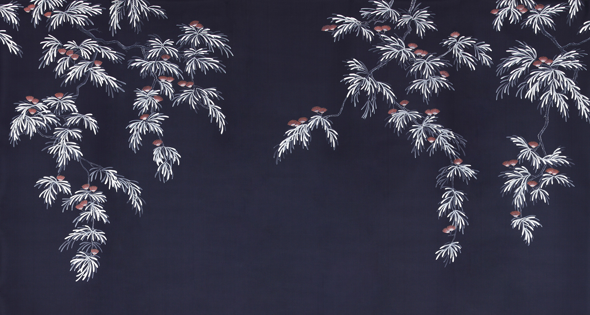 Обои ручная роспись Silk Tree Special Colourway on Empire Blue dyed silk Обои ручная роспись Silk Tree Special Colourway on Empire Blue dyed silk - постер Loft-Concept в Костроме