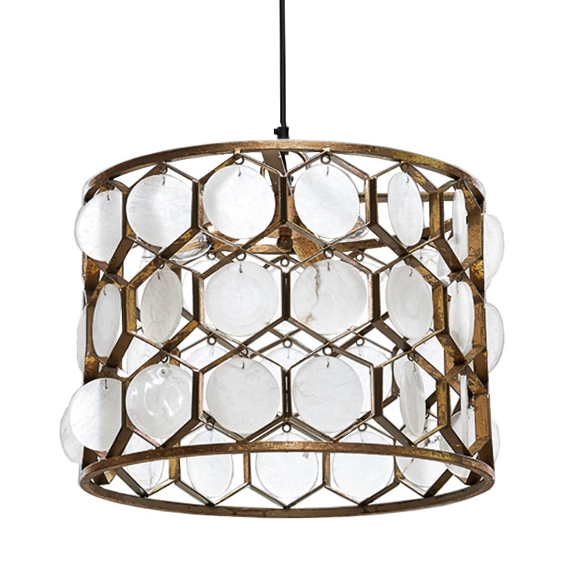 Seashell Cylinder pendant lamp Белый Позолоченная ржавчина Seashell Cylinder pendant lamp Белый Позолоченная ржавчина в Костроме | Loft Concept